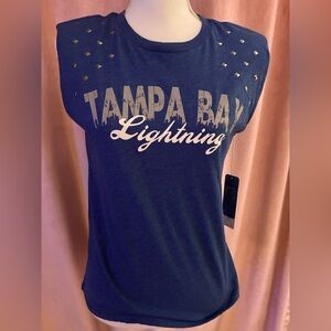 Tampa Bay lightening blue studded women’s tshirt size Small NWT